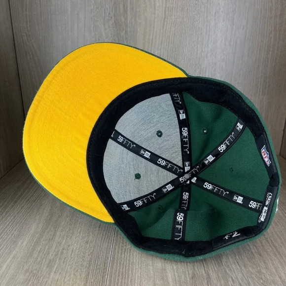 Green Bay Packers NFL New Era 59FIFTY Embroidered Logo Fitted Cap Sz 7 1/8 Green - Picture 6 of 9